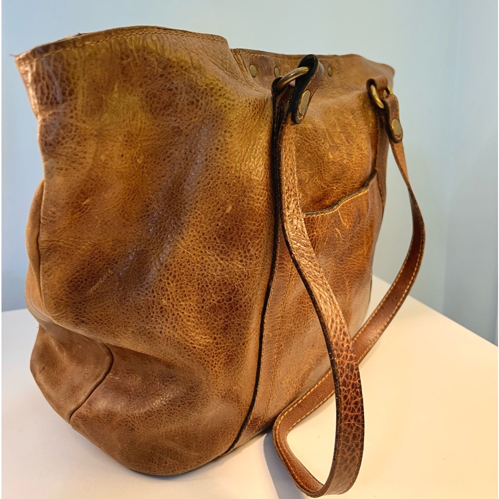 Patricia Nash Benvenuto Tan Vintage Distressed Leather Large Tote Shoulder Bag - Picture 5 of 13
